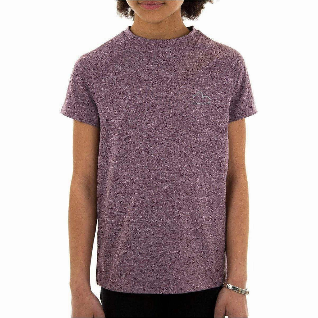 More Mile Train To Run Girls Short Sleeve Running Top - Purple Minimalist Look