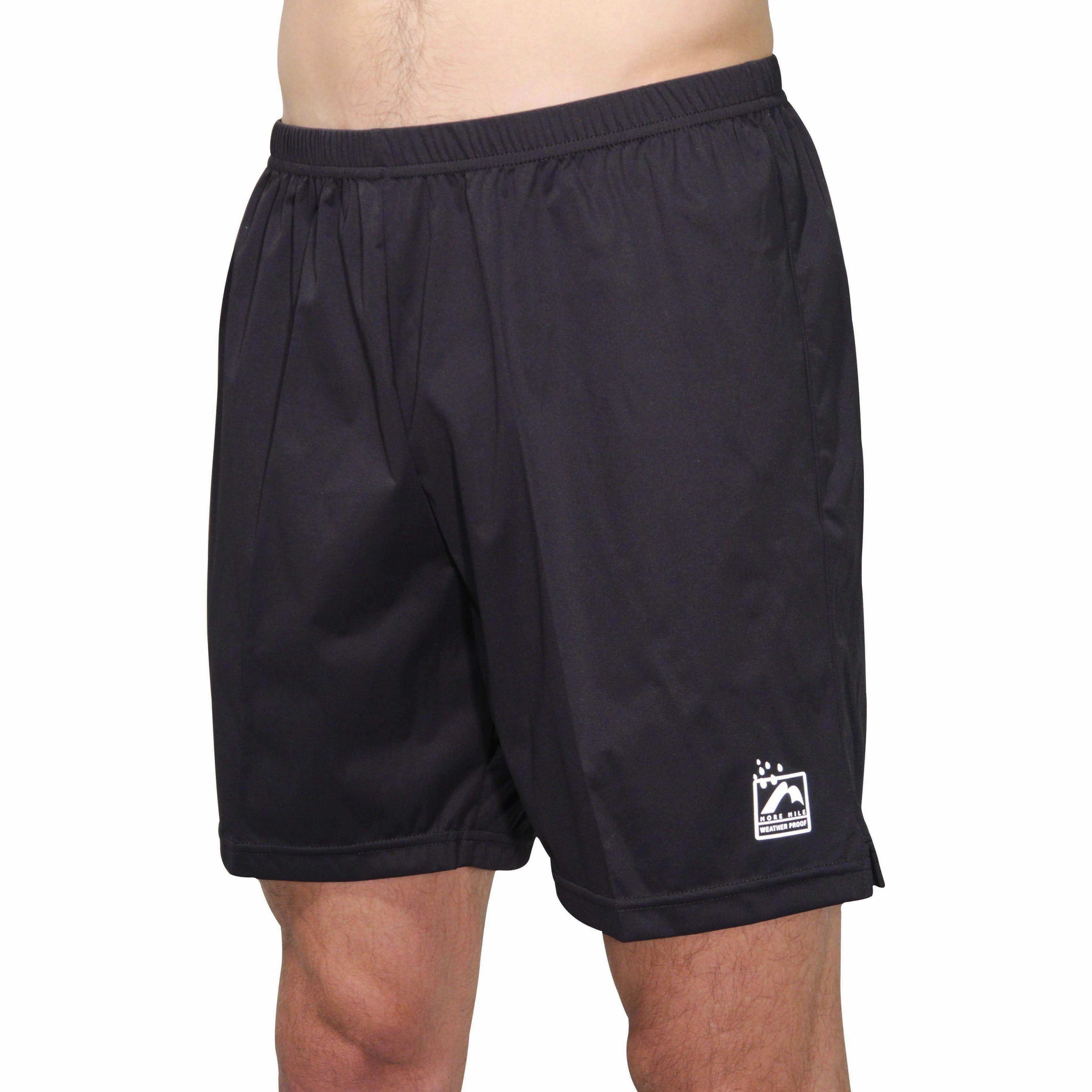 Slip Resistant Inner Lining Odor Control Treatment More Mile Weather Proof Mens Running Shorts - Black