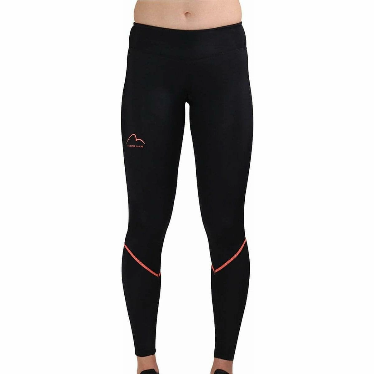 More Mile Womens Compression Tights - Black Mid Rise Fade Resistant Studio Practice