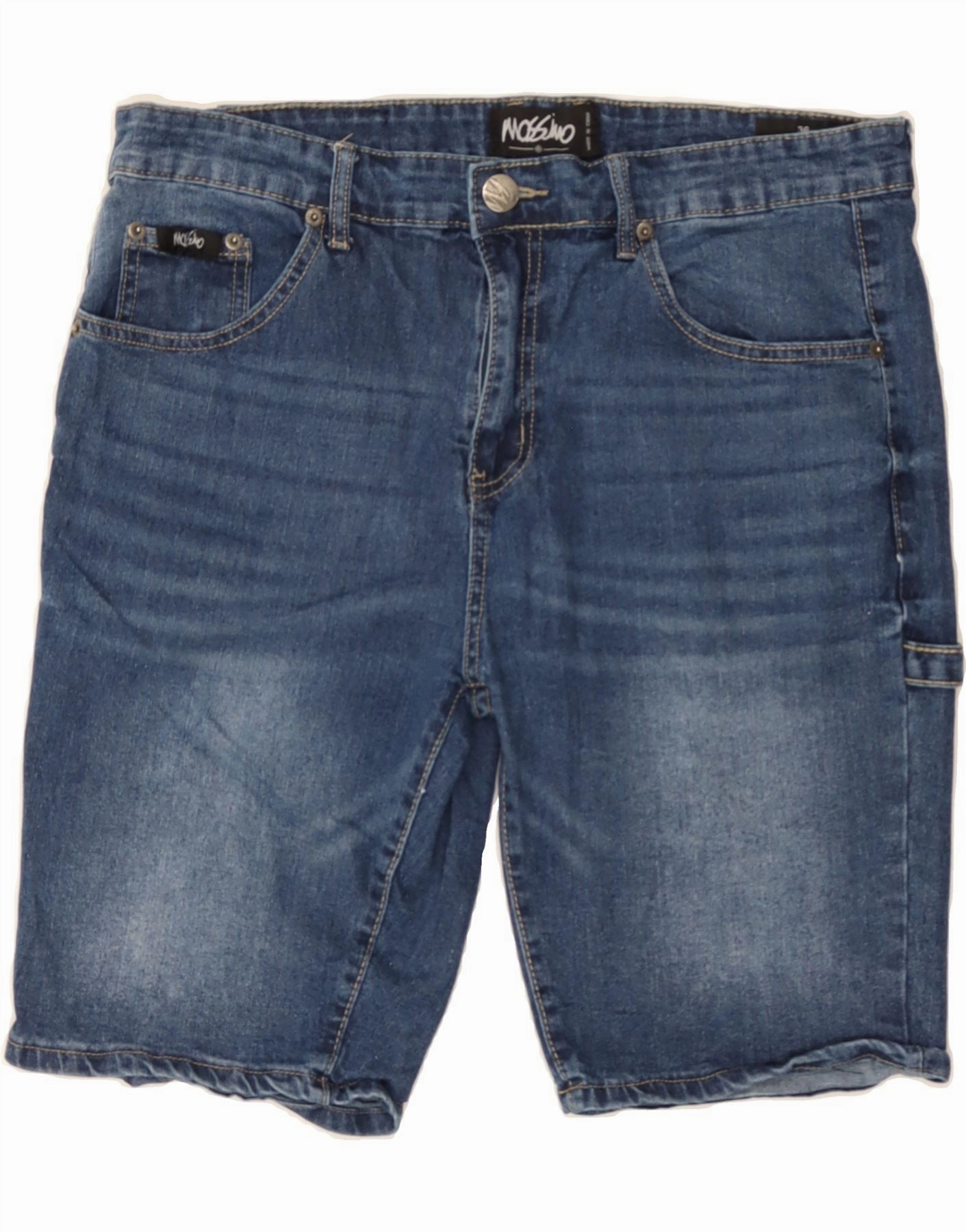 Athletic Silhouette MOSSIMO Mens Carpenter Denim Shorts W36 Large Blue Cotton