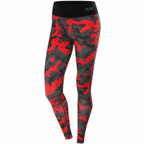 TCA Supreme Graphic Womens Long Running Tights - Red Urban Casual