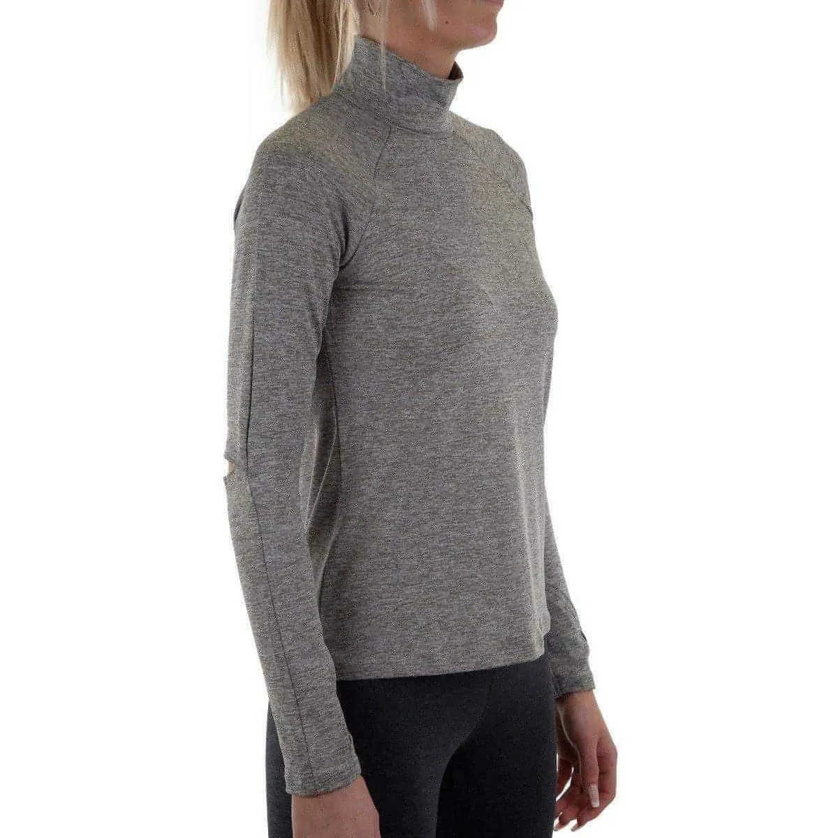 More Mile Train To Run Womens Long Sleeve Funnel Neck Running Top - Grey City Fashion