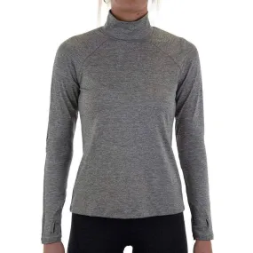 More Mile Train To Run Womens Long Sleeve Funnel Neck Running Top - Grey Sporty essentials