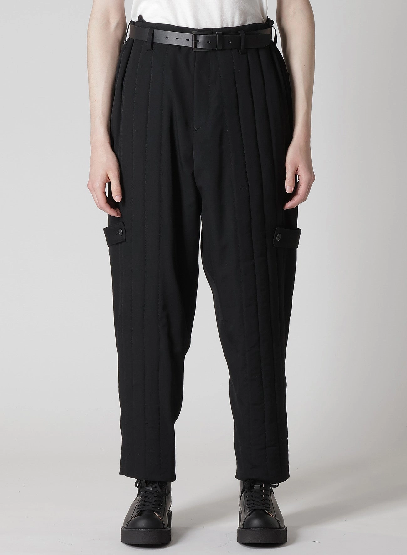 WOOL GABARDINE TAB DETAIL PADDED PANTS Quick Fit Wear