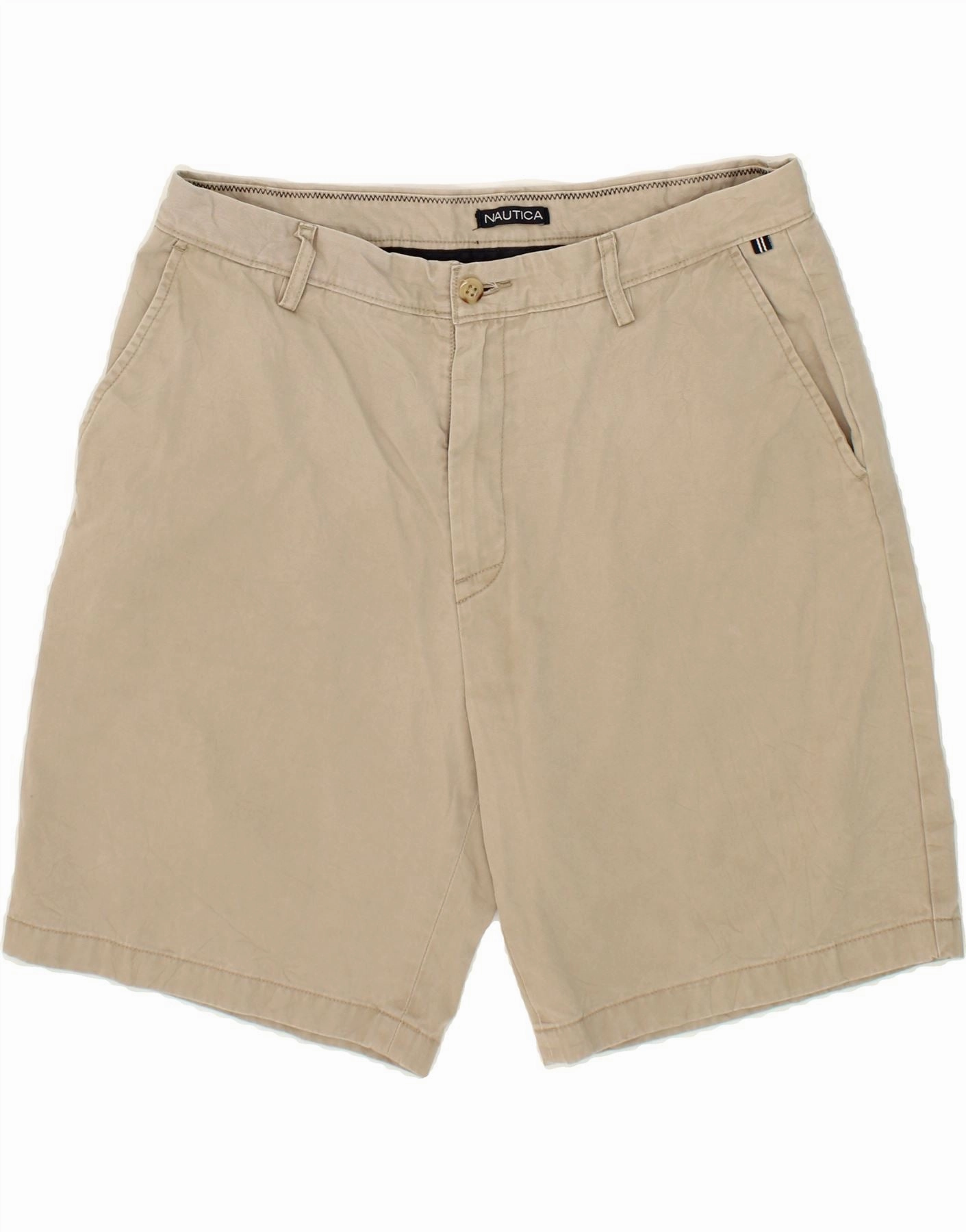 NAUTICA Mens Chino Shorts W36 Large  Beige Cotton All Day Wear Belt loops