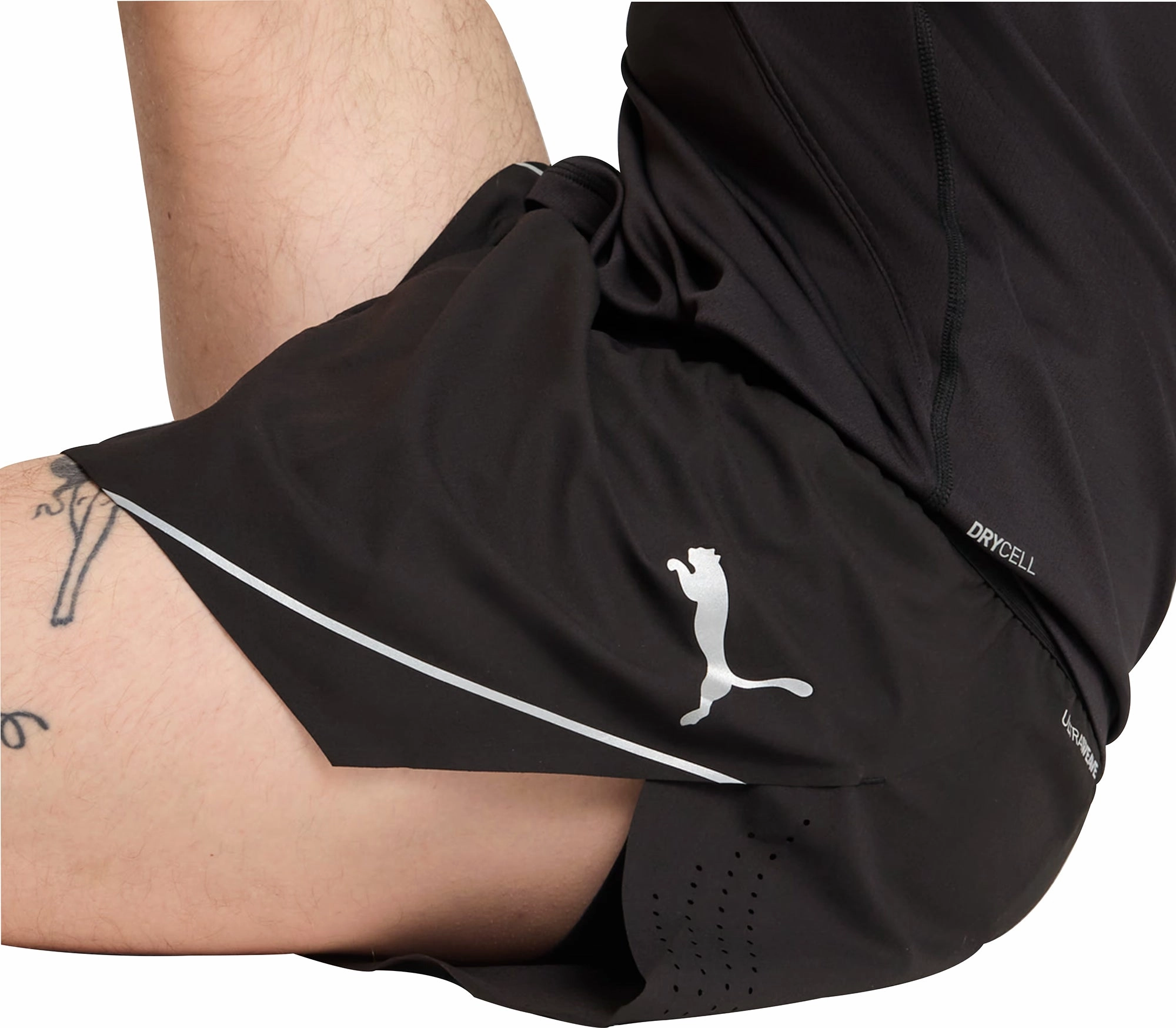 Puma Raceday Ultraweave 3 Inch Split Mens Running Shorts - Black Soft Material Tear Resistant Fabric