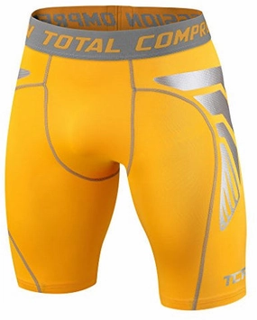 TCA CarbonForce Pro Compression Junior Short Running Tights - Yellow Eco-friendly Abrasion Resistant Fabric