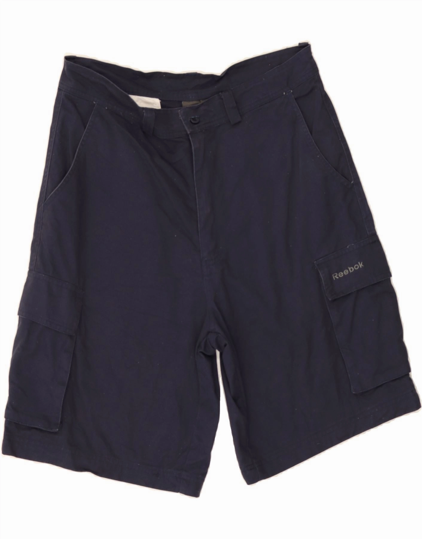 Sporty Comfort Fit REEBOK Mens Cargo Shorts Large W35 Navy Blue Cotton