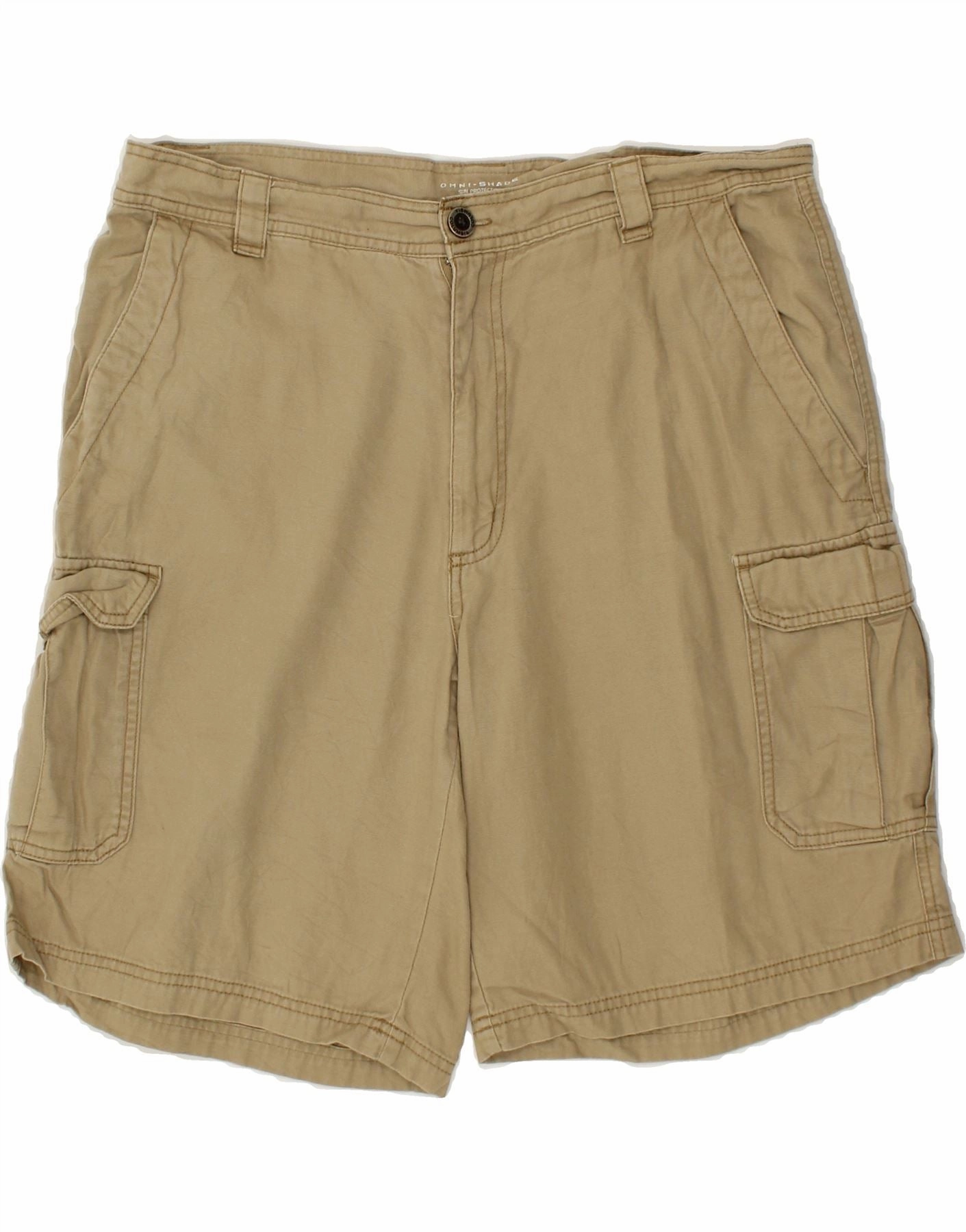 COLUMBIA Mens Omni-Shade Cargo Shorts W36 Large  Beige Cotton Stain-Resistant