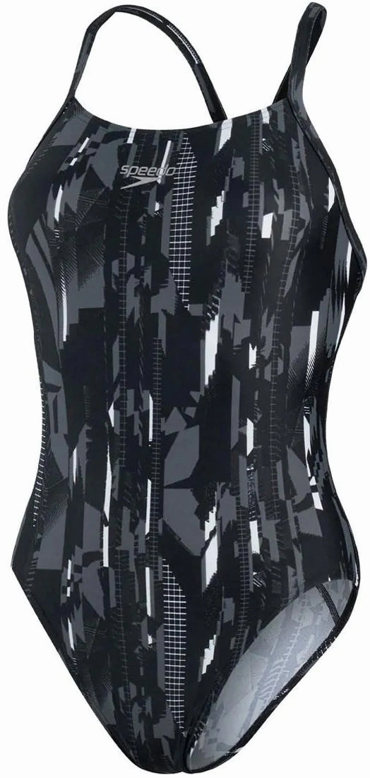 Speedo Allover Rippleback Womens Swimsuit - Black Customer-Loved