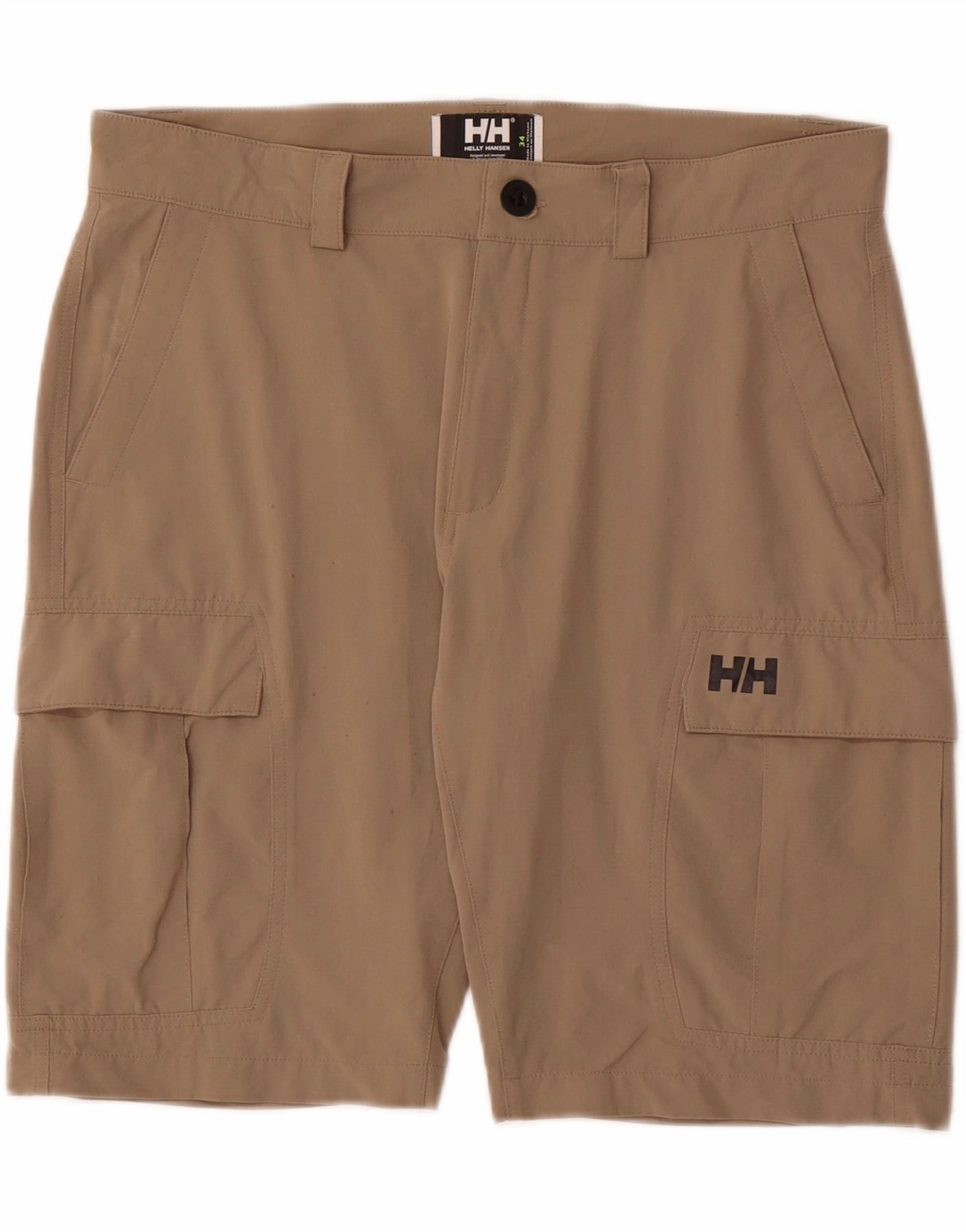 HELLY HANSEN Mens Cargo Shorts W34 Large  Brown Polyamide Fitness Ready Breathable Stretch