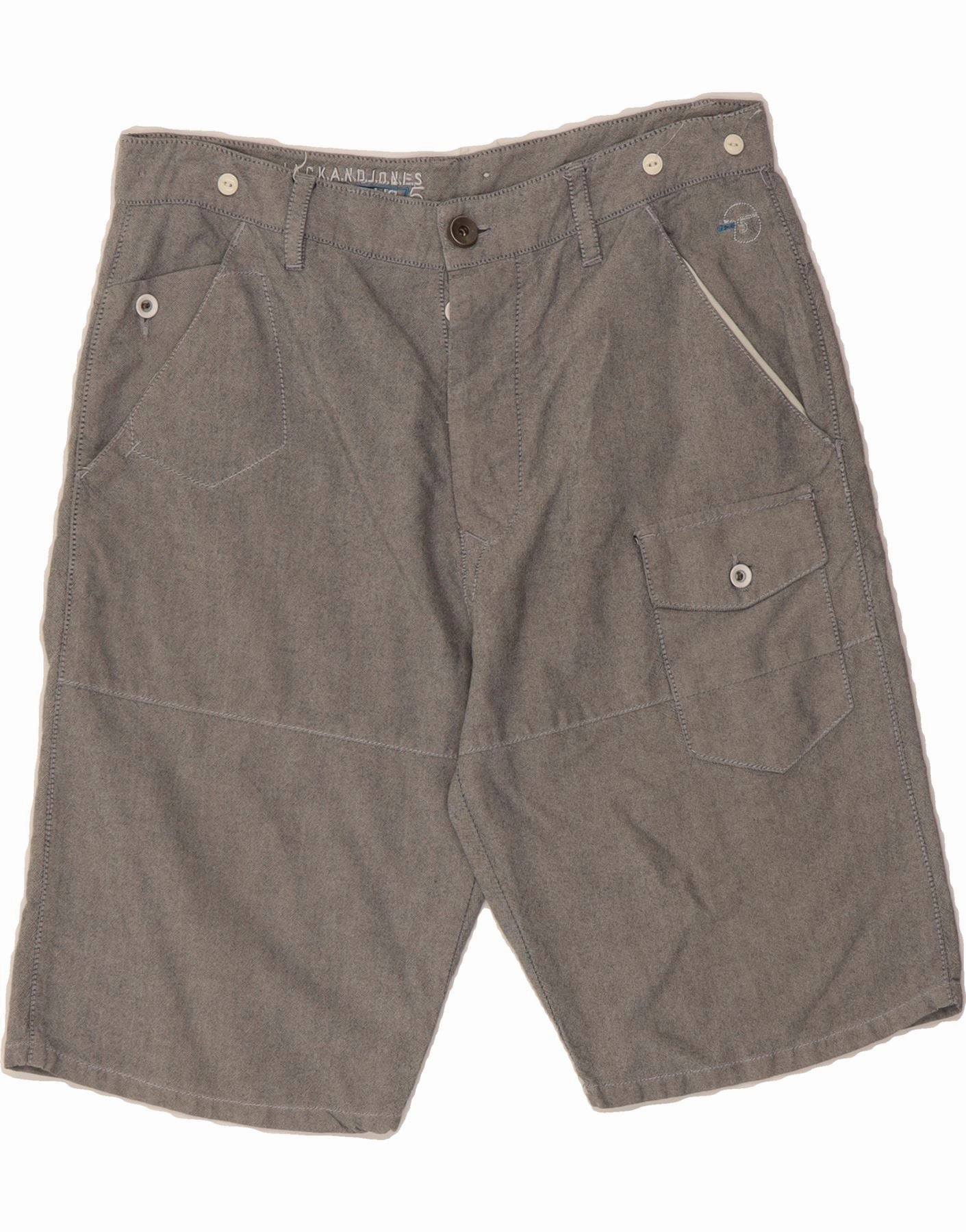 Chill Vibes JACK & JONES Mens Cargo Shorts W31 Medium Grey Cotton