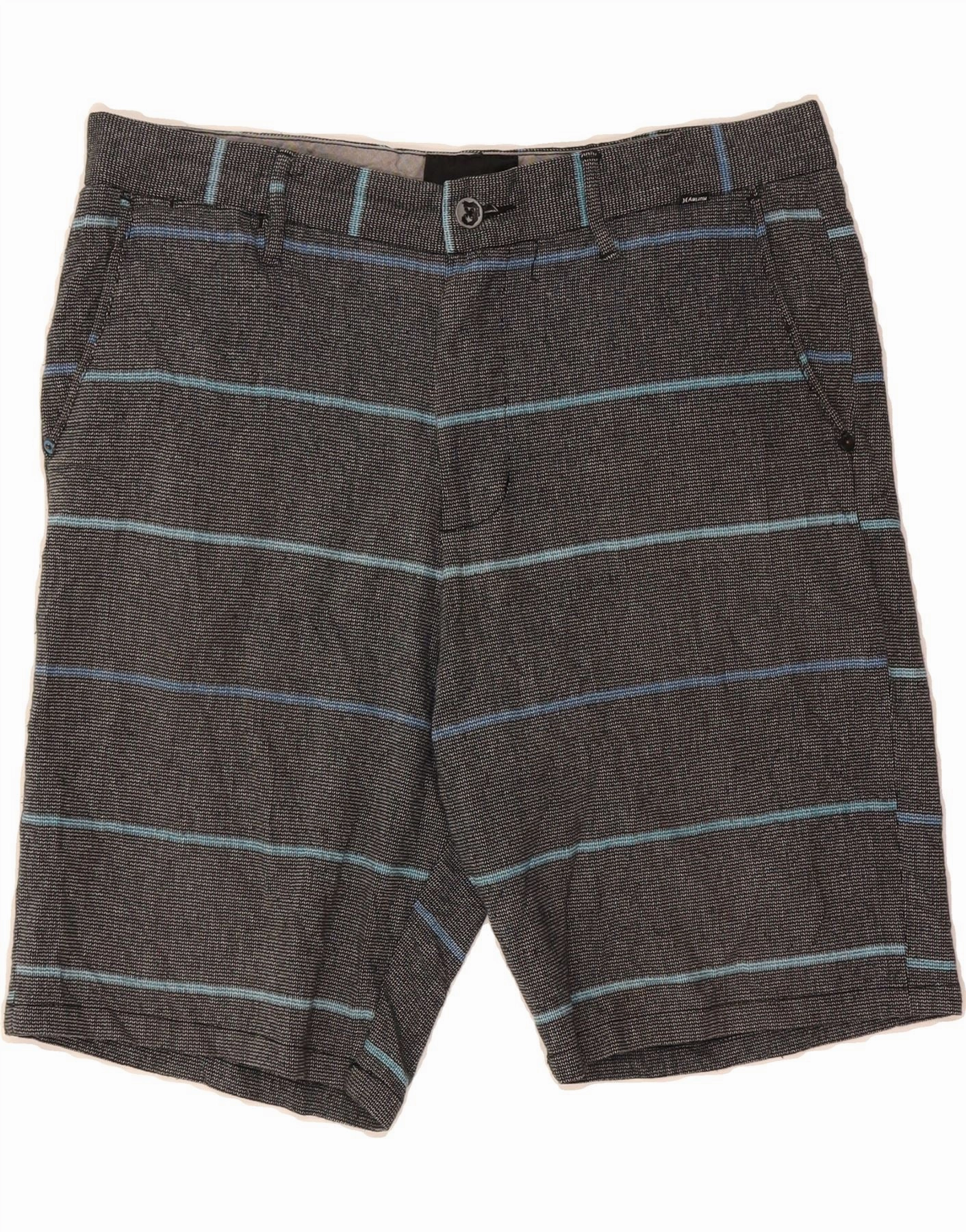 Durable Comfort Easy Style HURLEY Mens Chino Shorts W34 Large  Grey Striped Cotton