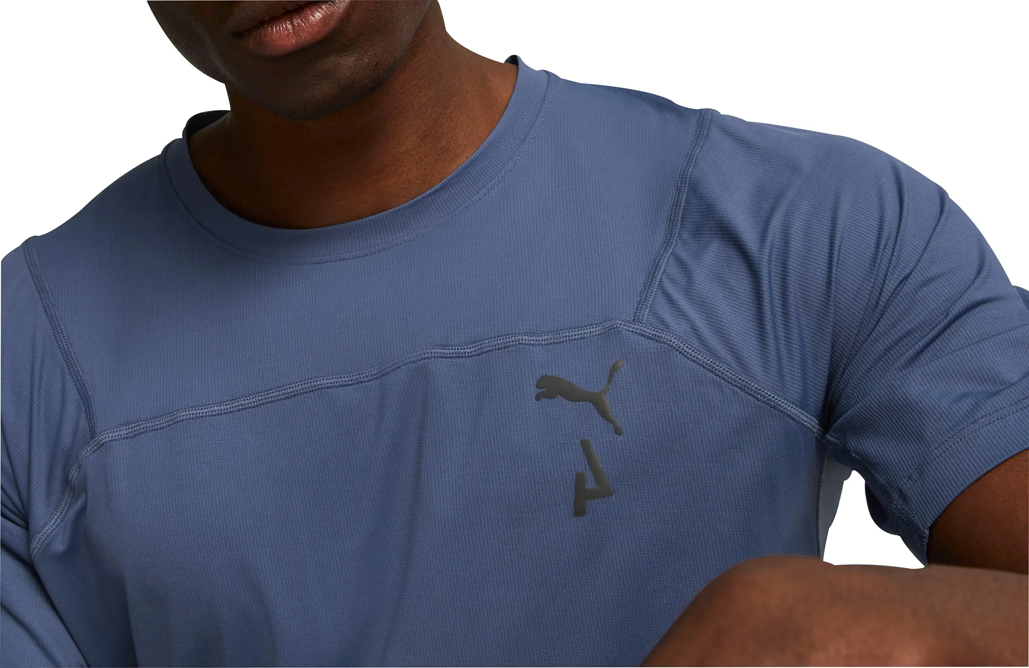 Puma Seasons coolCELL Short Sleeve Mens Running Top - Blue Urban Fashion Look Casual Choice Wear