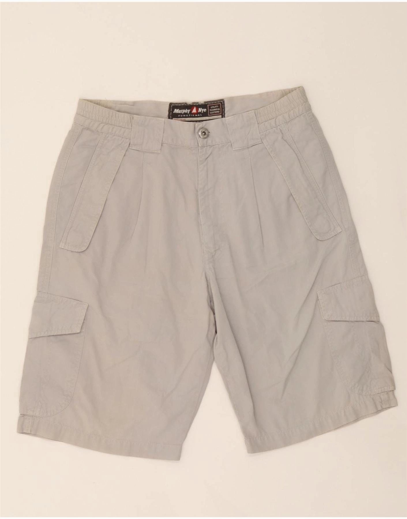 Freestyle Fit MURPHY & NYE Mens Cargo Shorts W31 Medium Grey Cotton