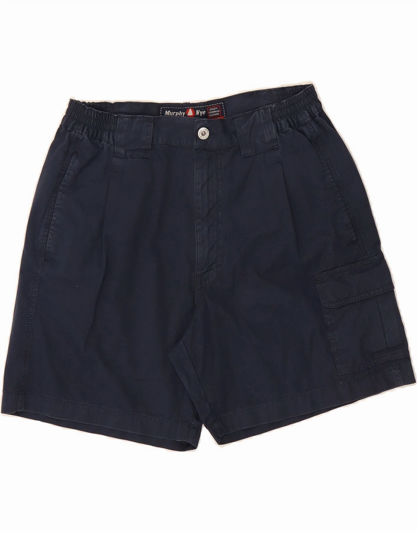 MURPHY & NYE Mens Cargo Shorts W34 Large Navy Blue Contoured Articulation Active Fit