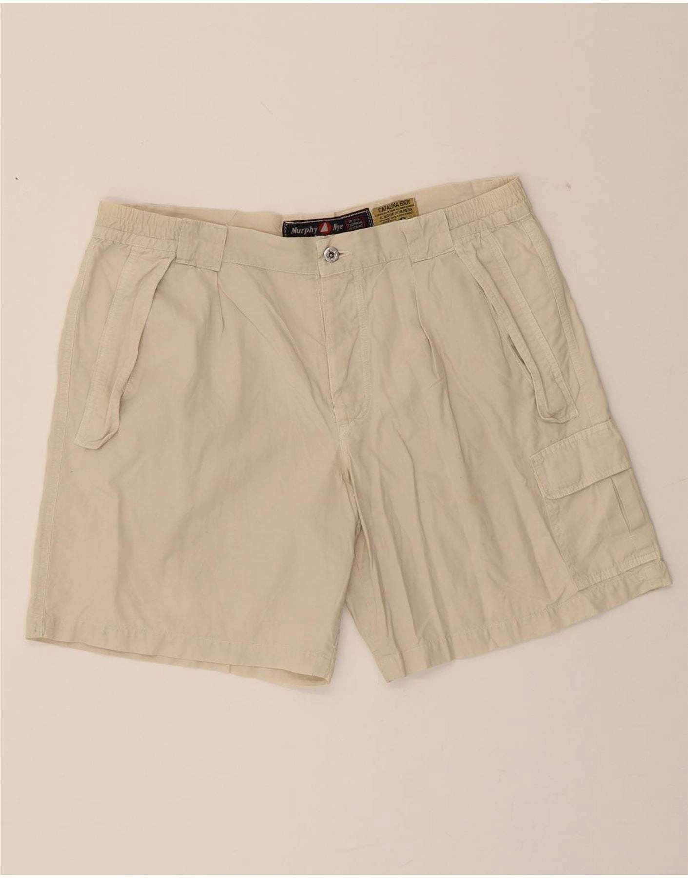 Contemporary Cut Sleek Comfort Wear MURPHY & NYE Mens Cargo Shorts W40 XL  Beige Cotton