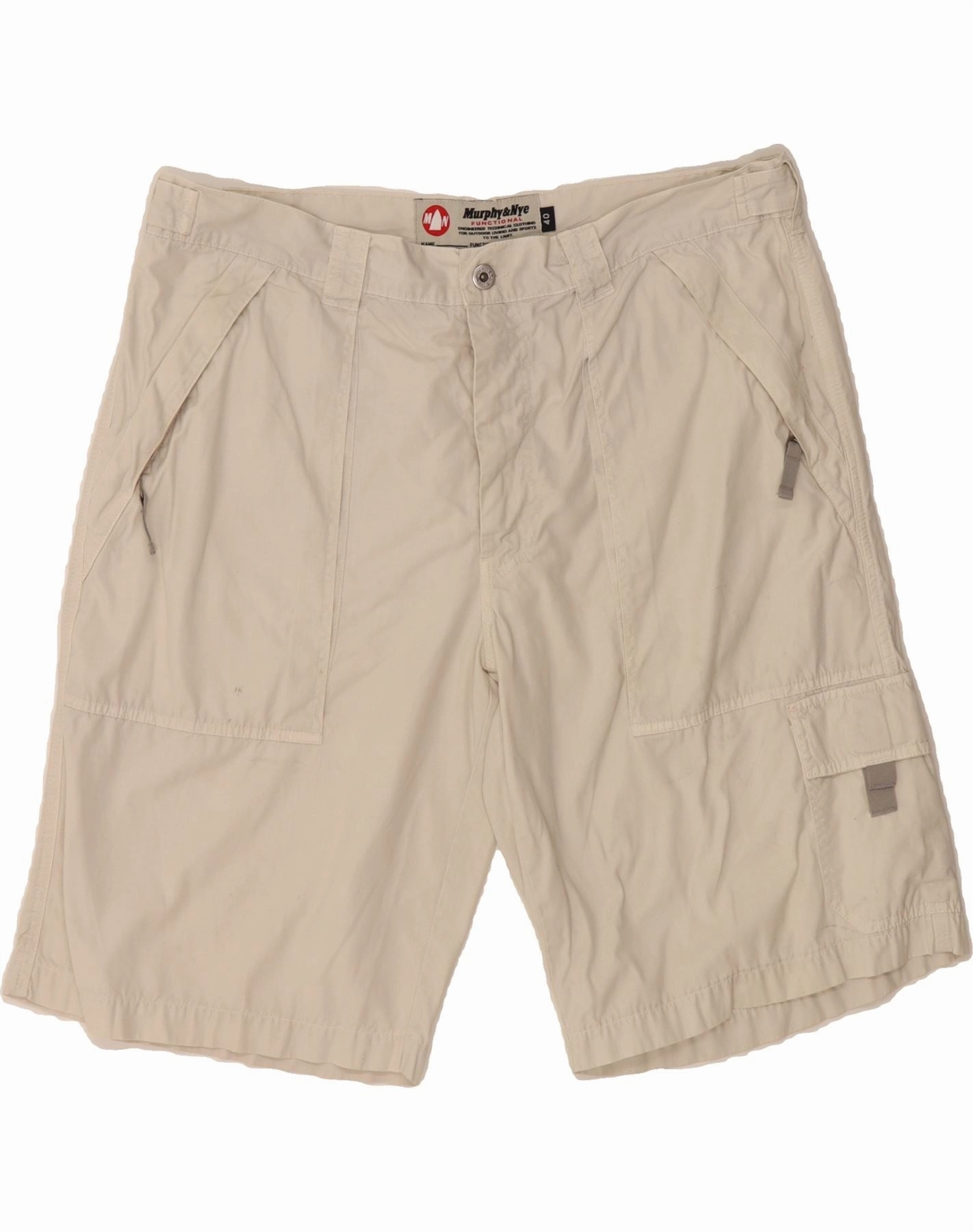 Outdoor Life MURPHY & NYE Mens Cargo Shorts W40 XL Off White Cotton