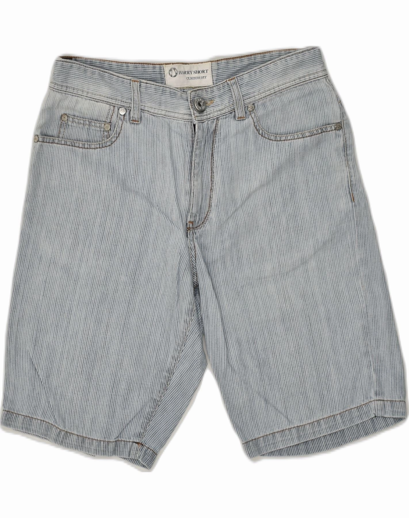 suede look MURPHY & NYE Mens Harry Custom Fit Denim Shorts W30 Medium Blue Striped