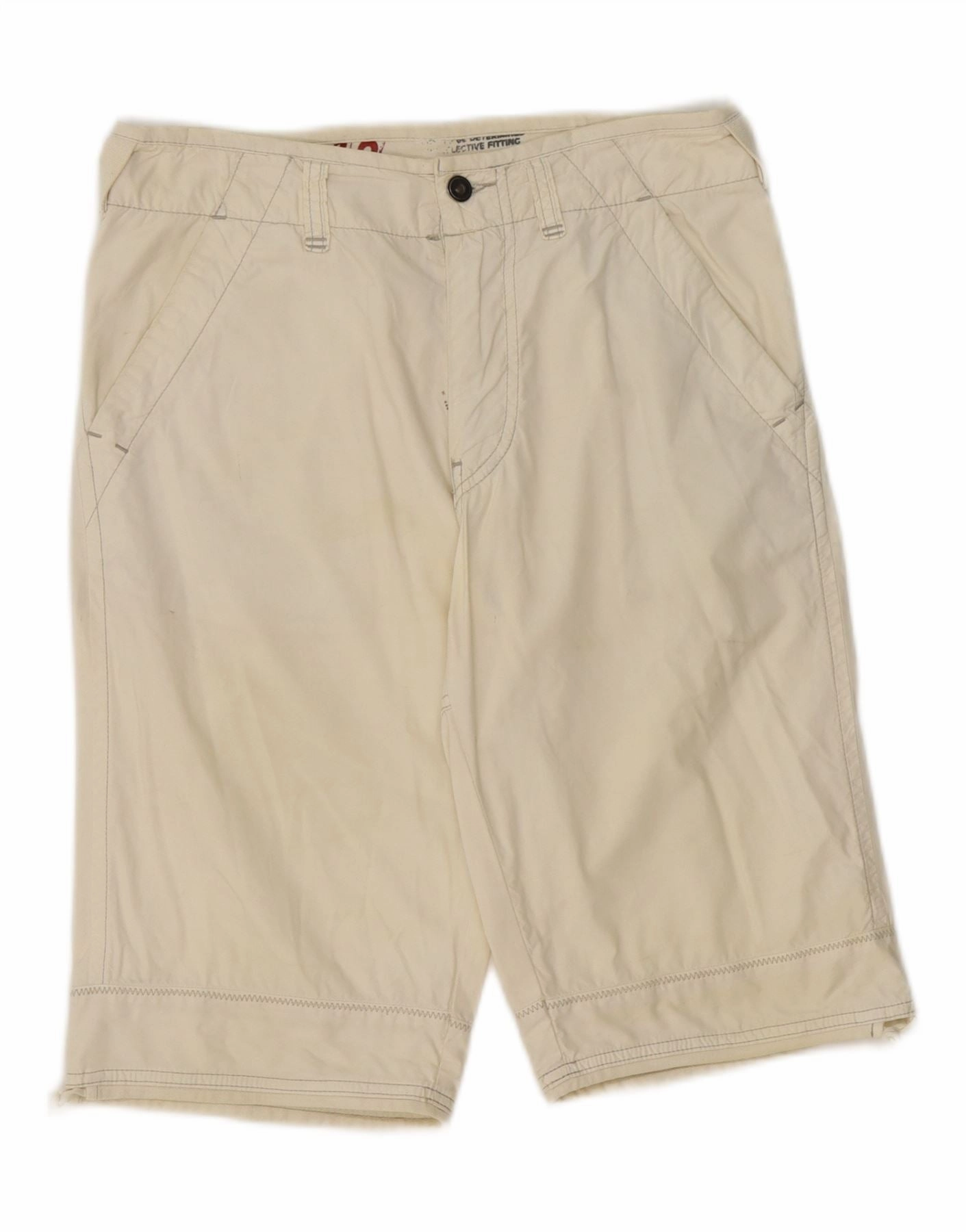MURPHY & NYE Mens Sailmakers Chino Shorts W30 Medium Off White Cotton Stretch Woven Fabric