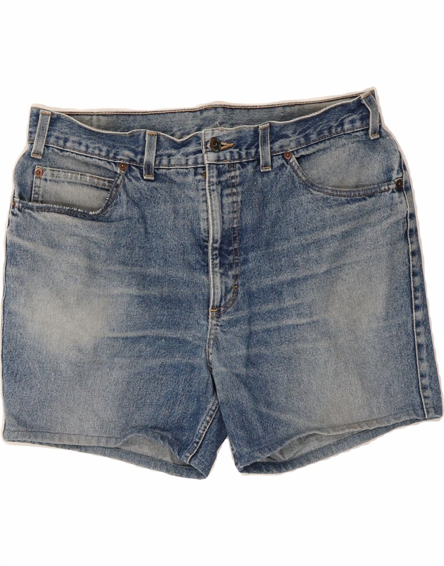 MUSTANG Mens Denim Shorts W34 Large Blue Cotton Geometric Pattern Airy Design