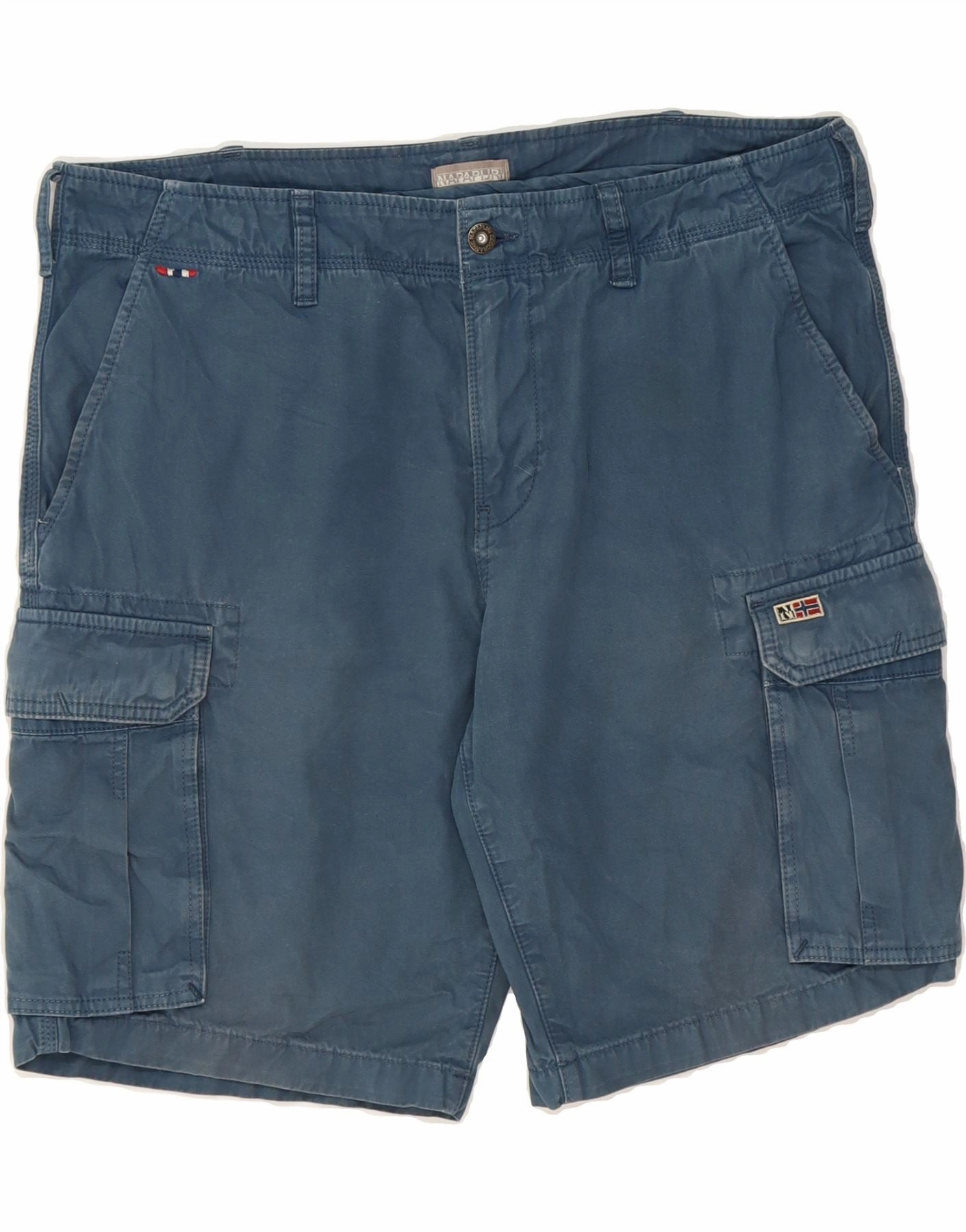 NAPAPIJRI Mens Cargo Shorts W36 Large  Navy Blue Cotton Camping Gear Fashionable Look