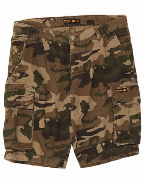 Summer Comfort Cool Breeze BENCH Mens Cargo Shorts W32 Medium Khaki Camouflage Cotton