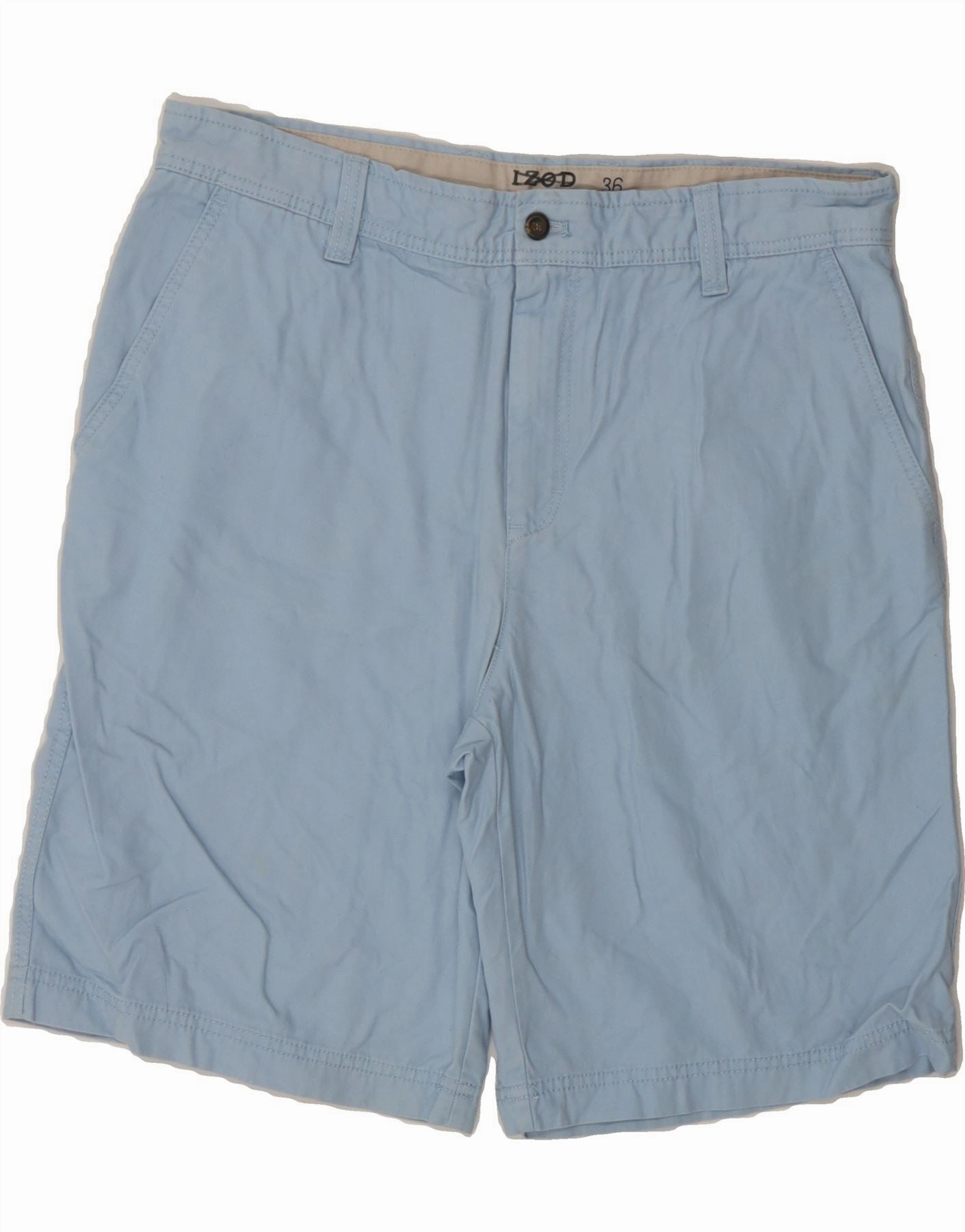IZOD Mens Chino Shorts W36 Large Blue Cotton Quick Drying fitness industry