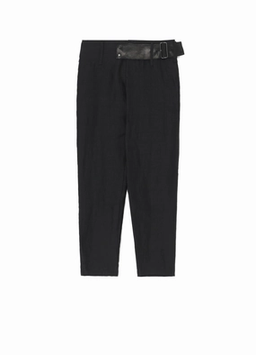 HIGH TWISTED GABARDINE LOW-RISE BELTED PANTS DoubleLayeredHem