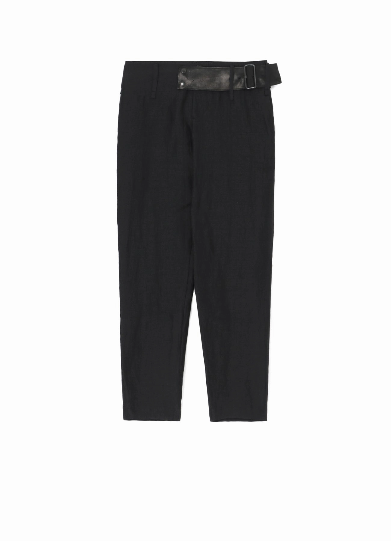 HIGH TWISTED GABARDINE LOW-RISE BELTED PANTS DoubleLayeredHem