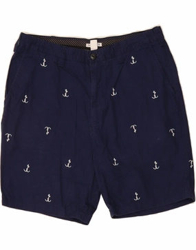 NAUTICA Mens Abstract Pattern Chino Shorts W36 Large Navy Blue Cotton Dynamic Fit