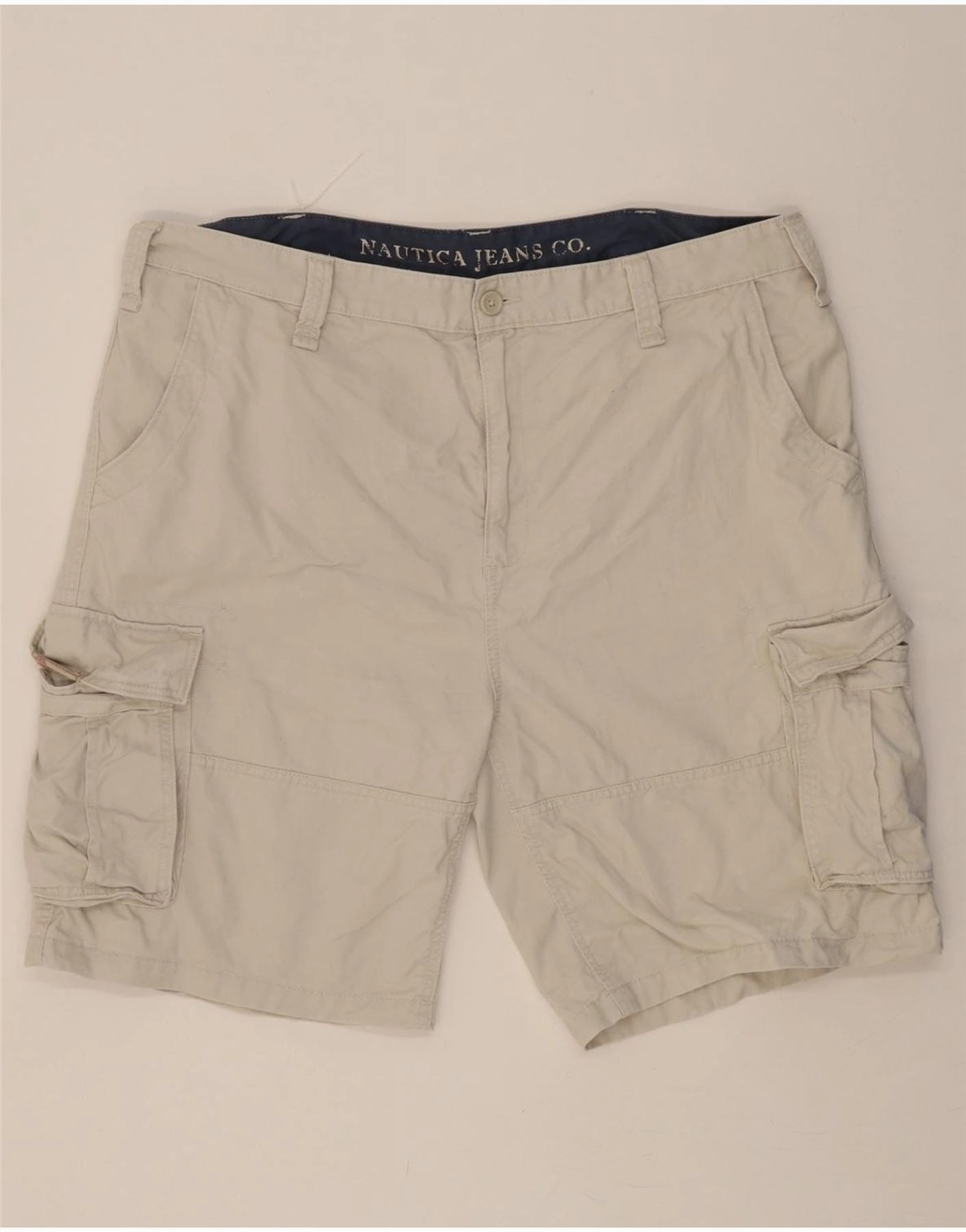 NAUTICA Mens Cargo Shorts W42 2XL Grey Cotton Minimal Waist Stretch Waist