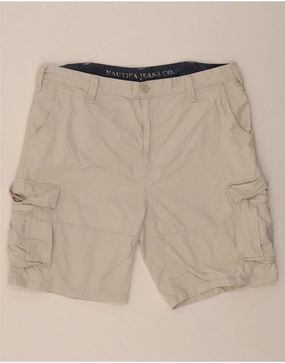 NAUTICA Mens Cargo Shorts W42 2XL Grey Cotton Minimal Waist Stretch Waist