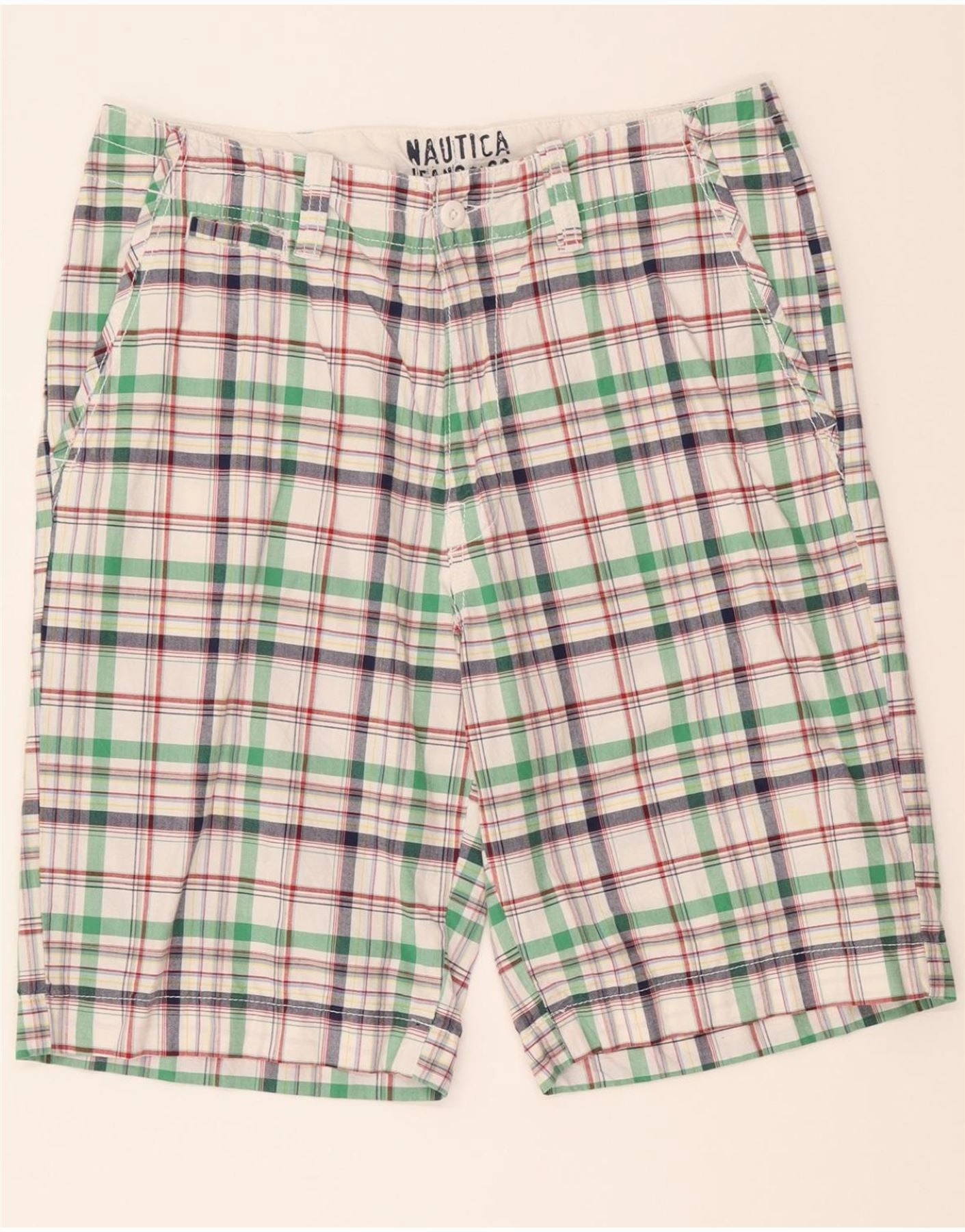 NAUTICA Mens Chino Shorts W33 Medium Multicoloured Check Cotton Summer Comfort Minimal Comfort