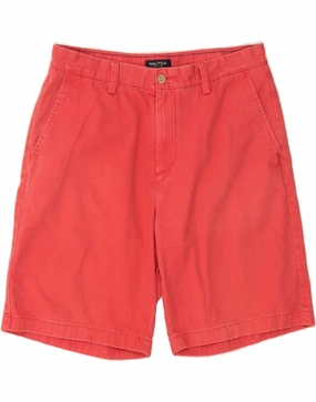 NAUTICA Mens Chino Shorts W33 Medium Red Cotton Soft Stretch Relaxed Cut