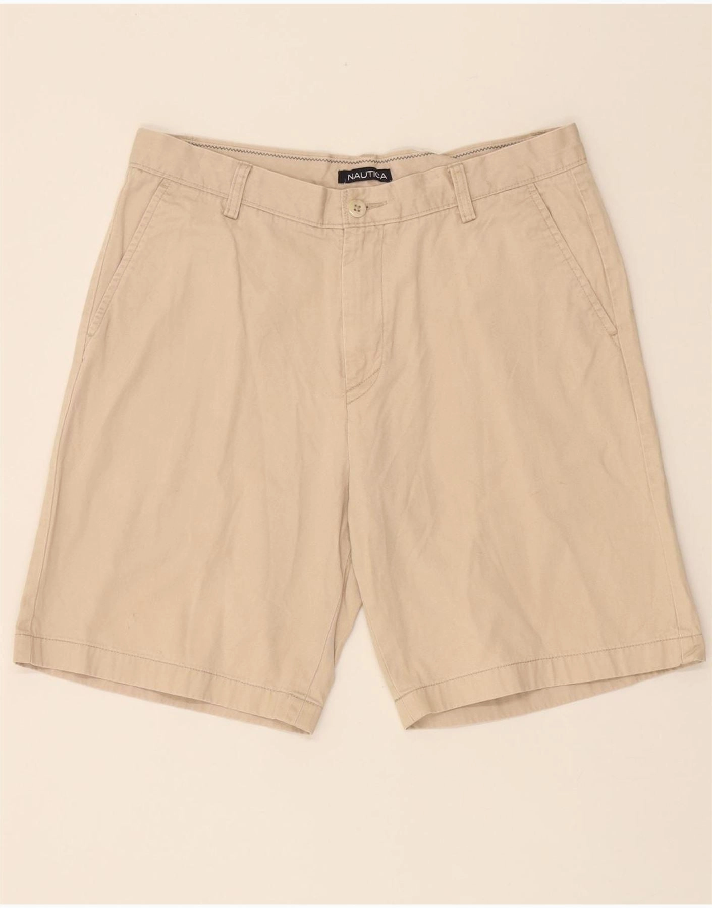 NAUTICA Mens Chino Shorts W34 Large  Beige Cotton RollUpFasten Snag Free Fabric