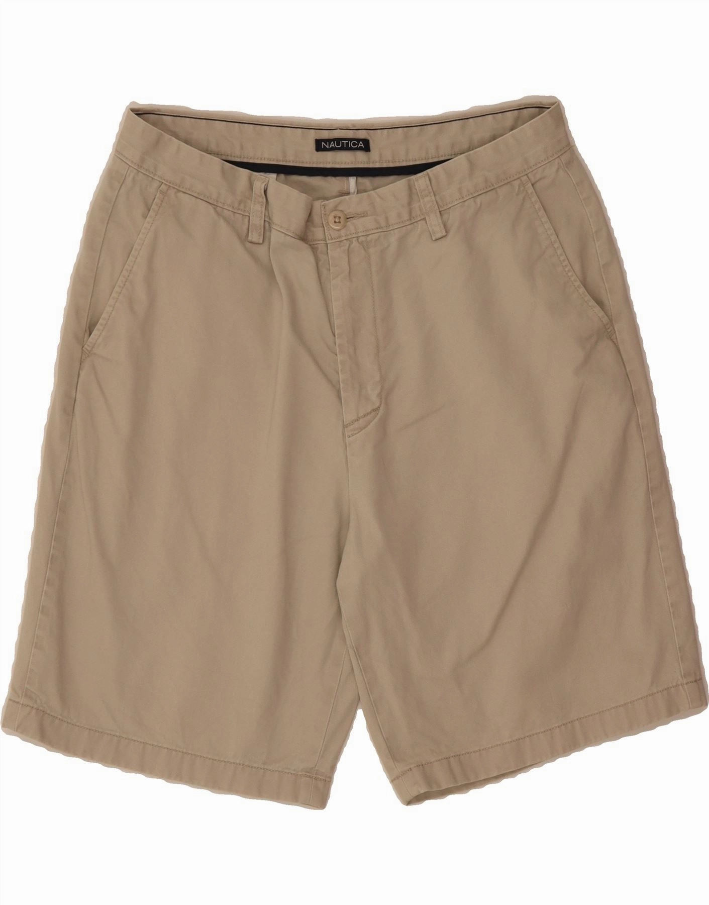 CompactPackable Stylish Fit NAUTICA Mens Chino Shorts W34 Large Beige Cotton