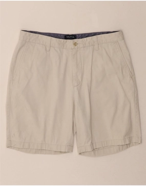 Solid Color Durable Weave NAUTICA Mens Chino Shorts W34 Large  Beige Cotton