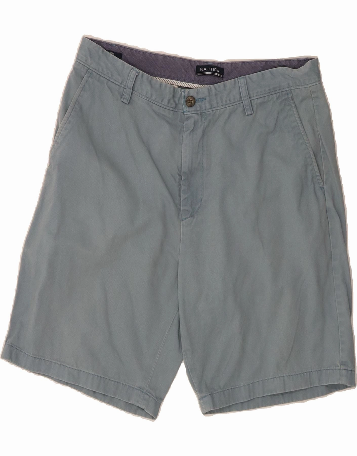 Wrinkle Resistant Treatment Odor Resistant Treatment NAUTICA Mens Chino Shorts W34 Large  Blue Cotton
