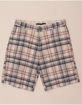 semi - formal event Odor Resistant Treatment NAUTICA Mens Chino Shorts W34 Large  White Check Cotton