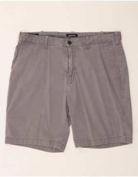 NAUTICA Mens Chino Shorts W36 Large Grey Cotton Sleek Stretch