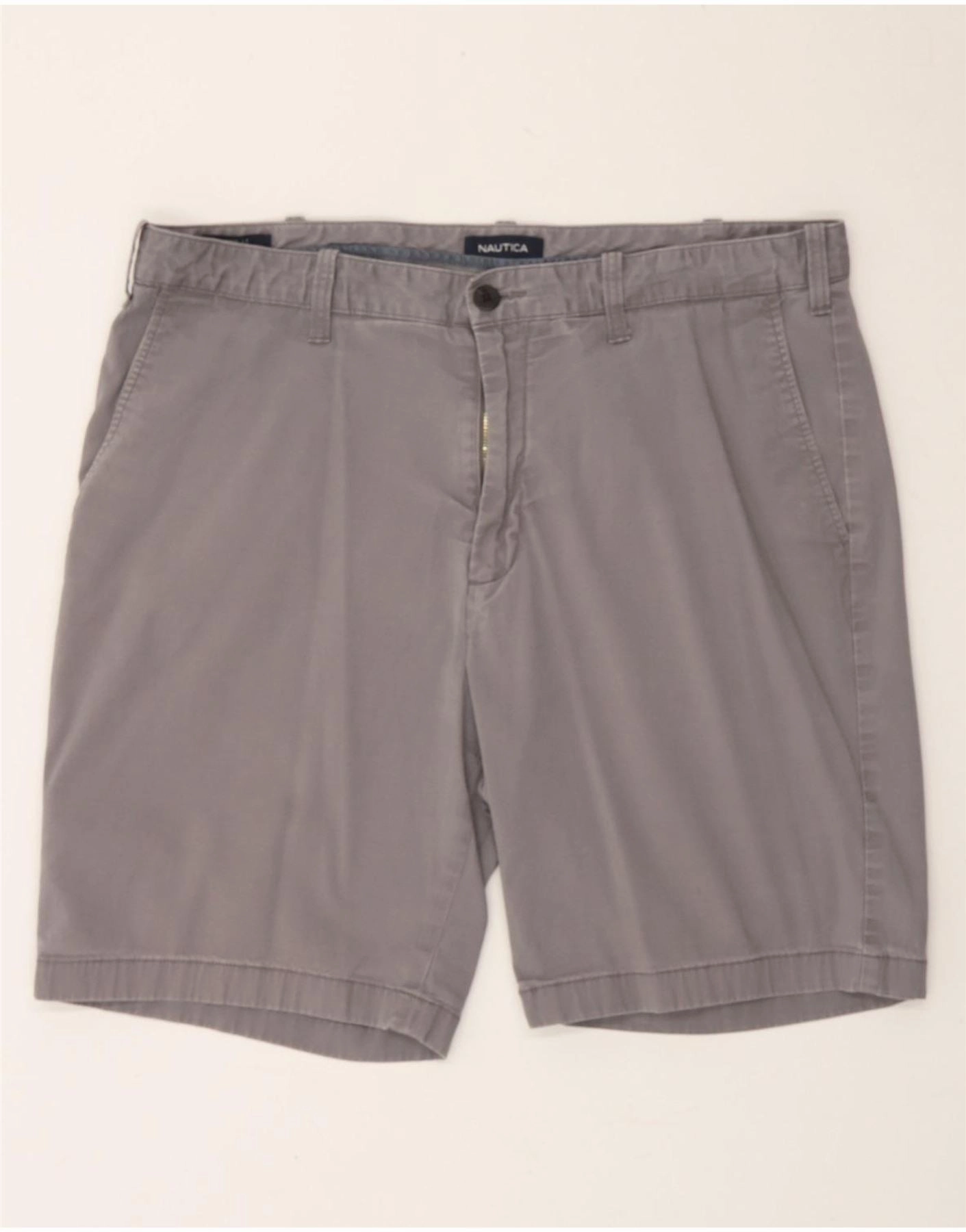 NAUTICA Mens Chino Shorts W36 Large Grey Cotton Sleek Stretch