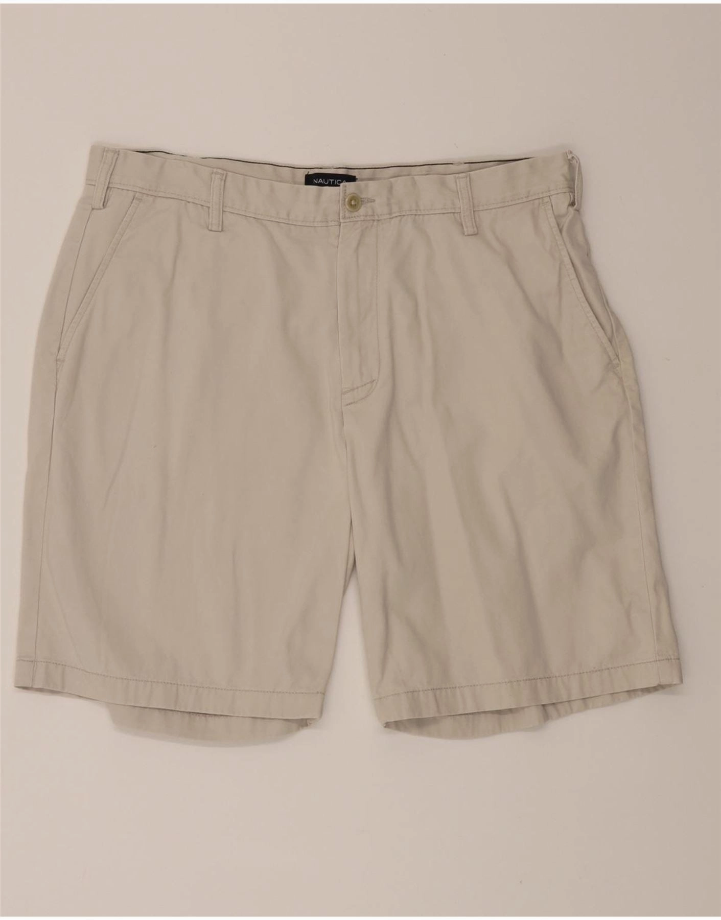 volleyball outfit Tagless label NAUTICA Mens Chino Shorts W38 XL Beige Cotton