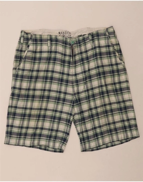 NAUTICA Mens Chino Shorts W38 XL Green Check Cotton kids