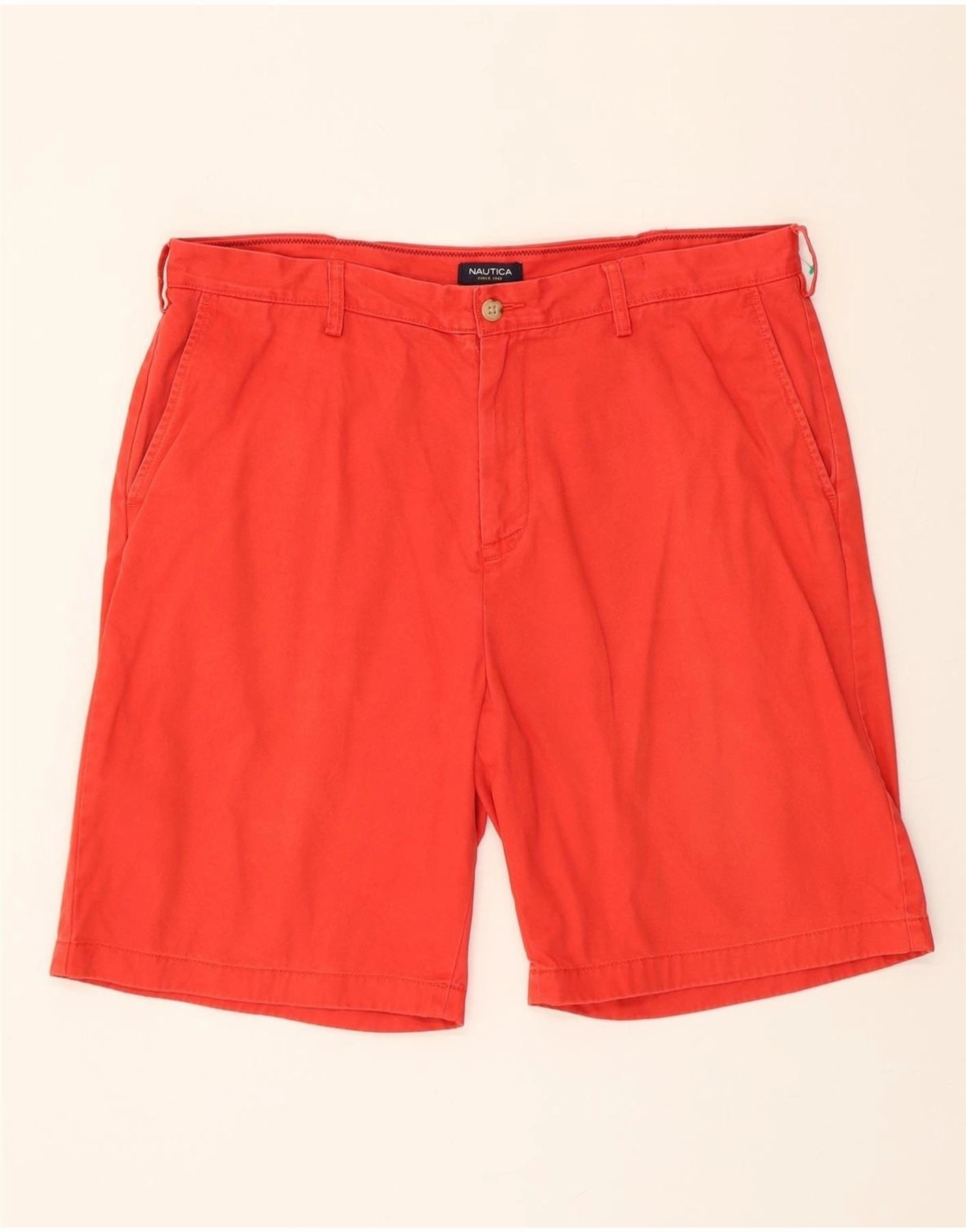 NAUTICA Mens Chino Shorts W38 XL Red Cotton Breathable layers Adjustable Fit