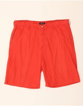 NAUTICA Mens Chino Shorts W38 XL Red Cotton Breathable layers Adjustable Fit