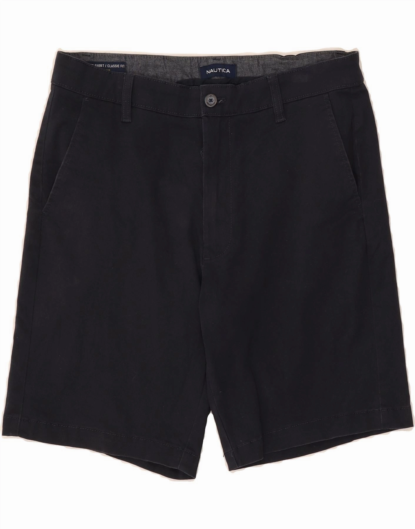 NAUTICA Mens Classic Fit Chino Shorts W32 Medium  Navy Blue Cotton Street Style Blazer