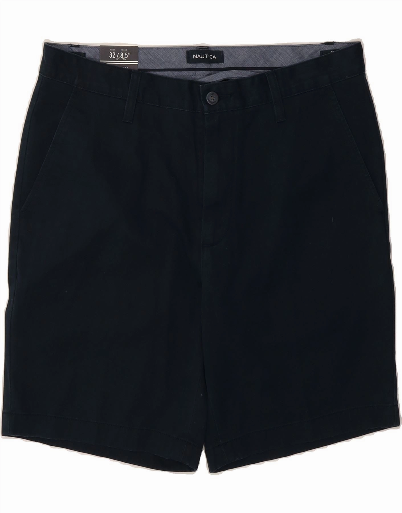 Mesh Ventilation Zones Non Restrictive Cut NAUTICA Mens Classic Fit Chino Shorts W32 Medium  Navy Blue Cotton