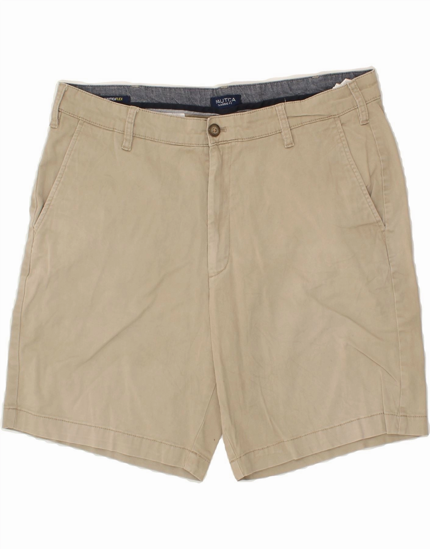 NAUTICA Mens Classic Fit Chino Shorts W36 Large Beige Cotton water sports use Performance Design