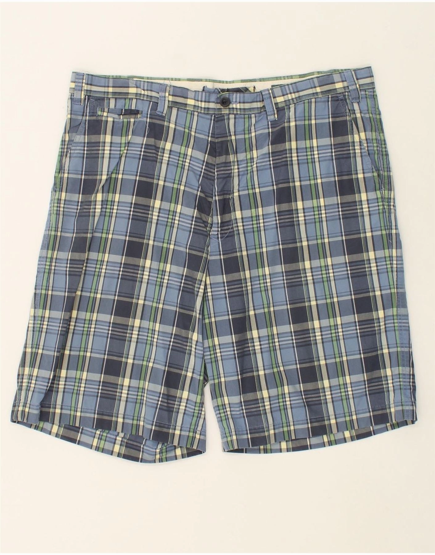 Sleek Cut Anti Pilling Fabric NAUTICA Mens Clipper Chino Shorts W40 XL Blue Check Cotton